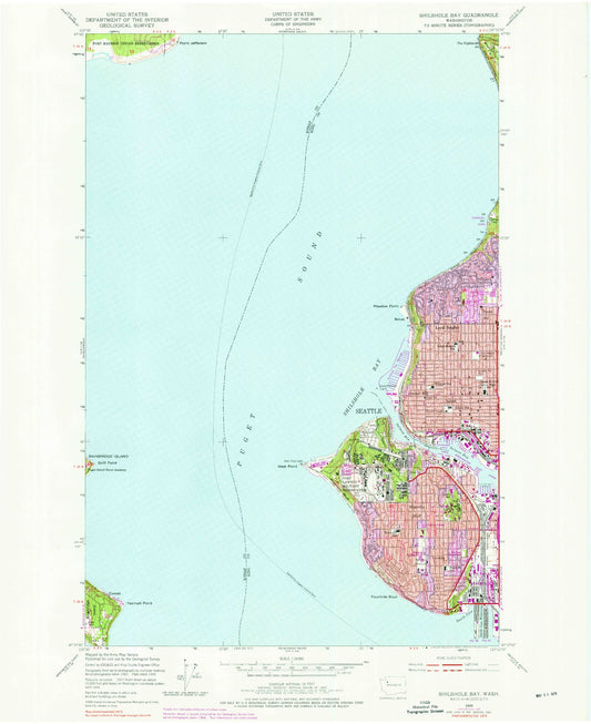 Classic USGS Shilshole Bay Washington 7.5'x7.5' Topo Map Image