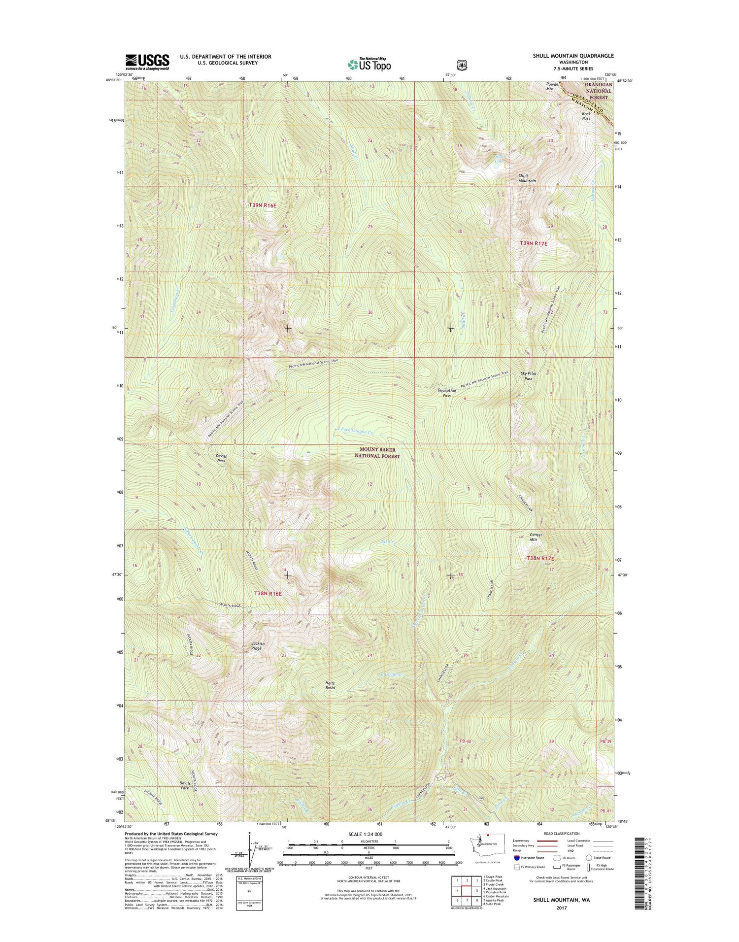 Shull Mountain Washington US Topo Map Image