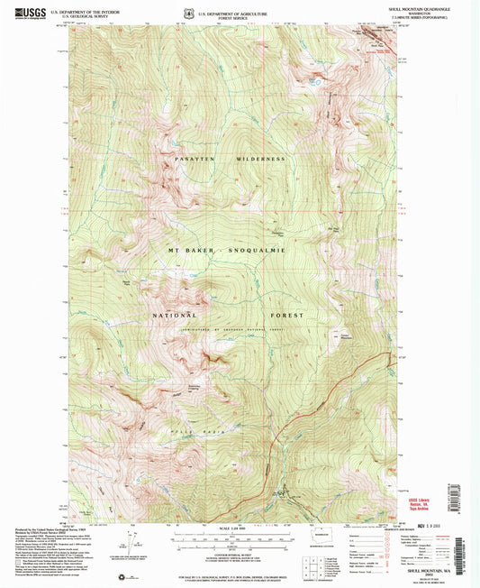 Classic USGS Shull Mountain Washington 7.5'x7.5' Topo Map Image