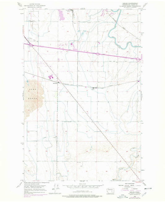 Classic USGS Sieler Washington 7.5'x7.5' Topo Map Image