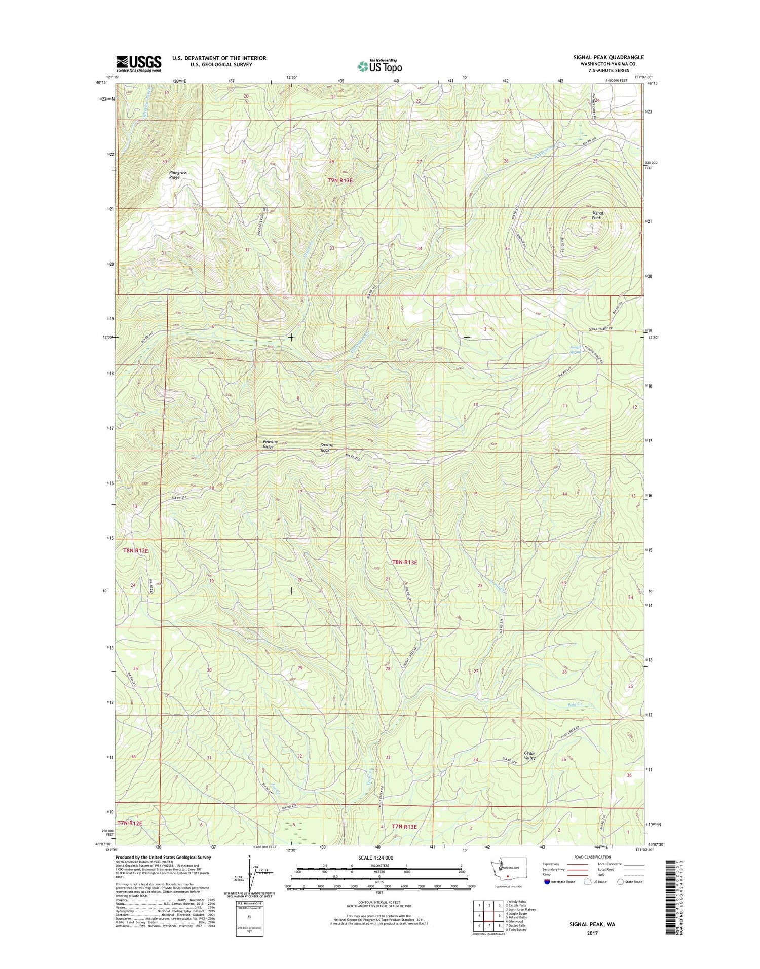 Signal Peak Washington US Topo Map Image