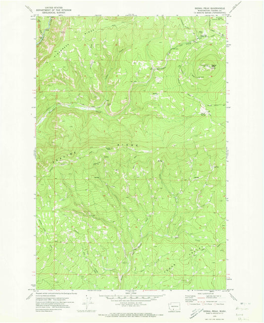 Classic USGS Signal Peak Washington 7.5'x7.5' Topo Map Image