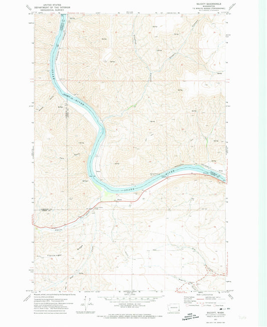 Classic USGS Silcott Island Washington 7.5'x7.5' Topo Map Image