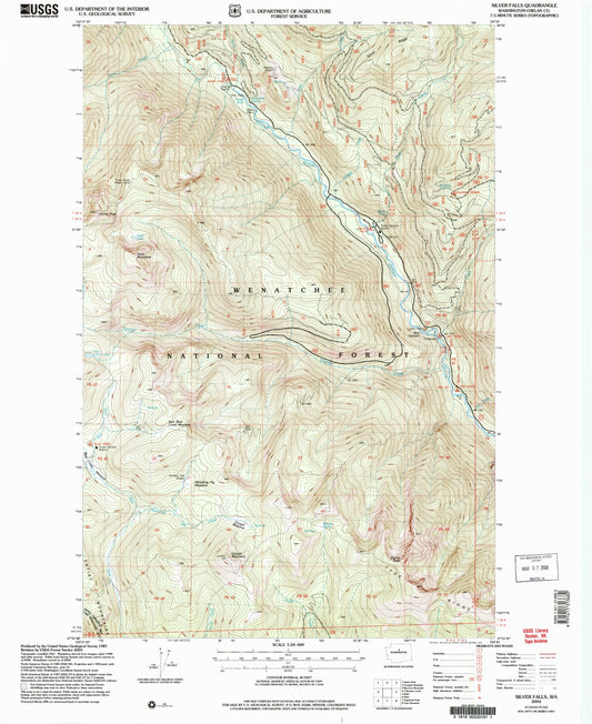 Classic USGS Silver Falls Washington 7.5'x7.5' Topo Map Image