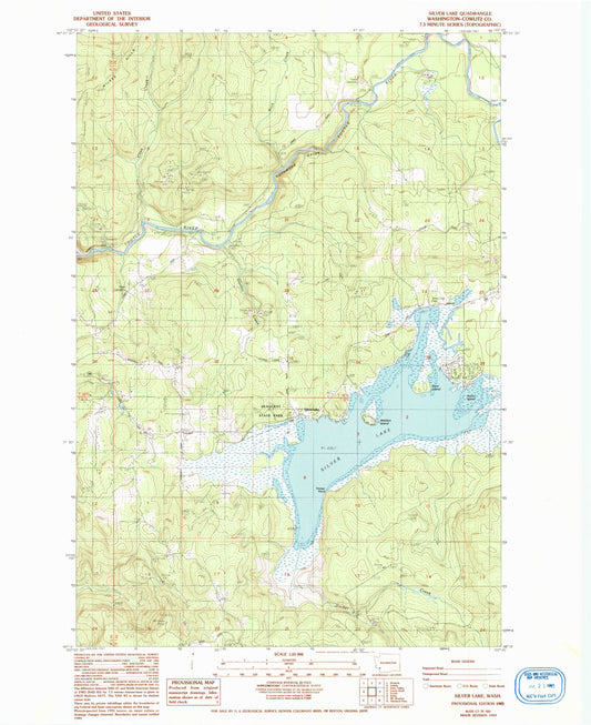 Classic USGS Silver Lake Washington 7.5'x7.5' Topo Map Image