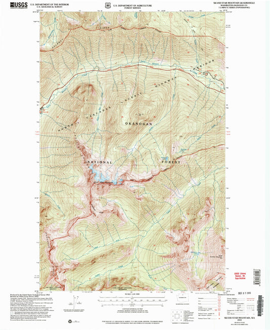 Classic USGS Silver Star Mountain Washington 7.5'x7.5' Topo Map Image