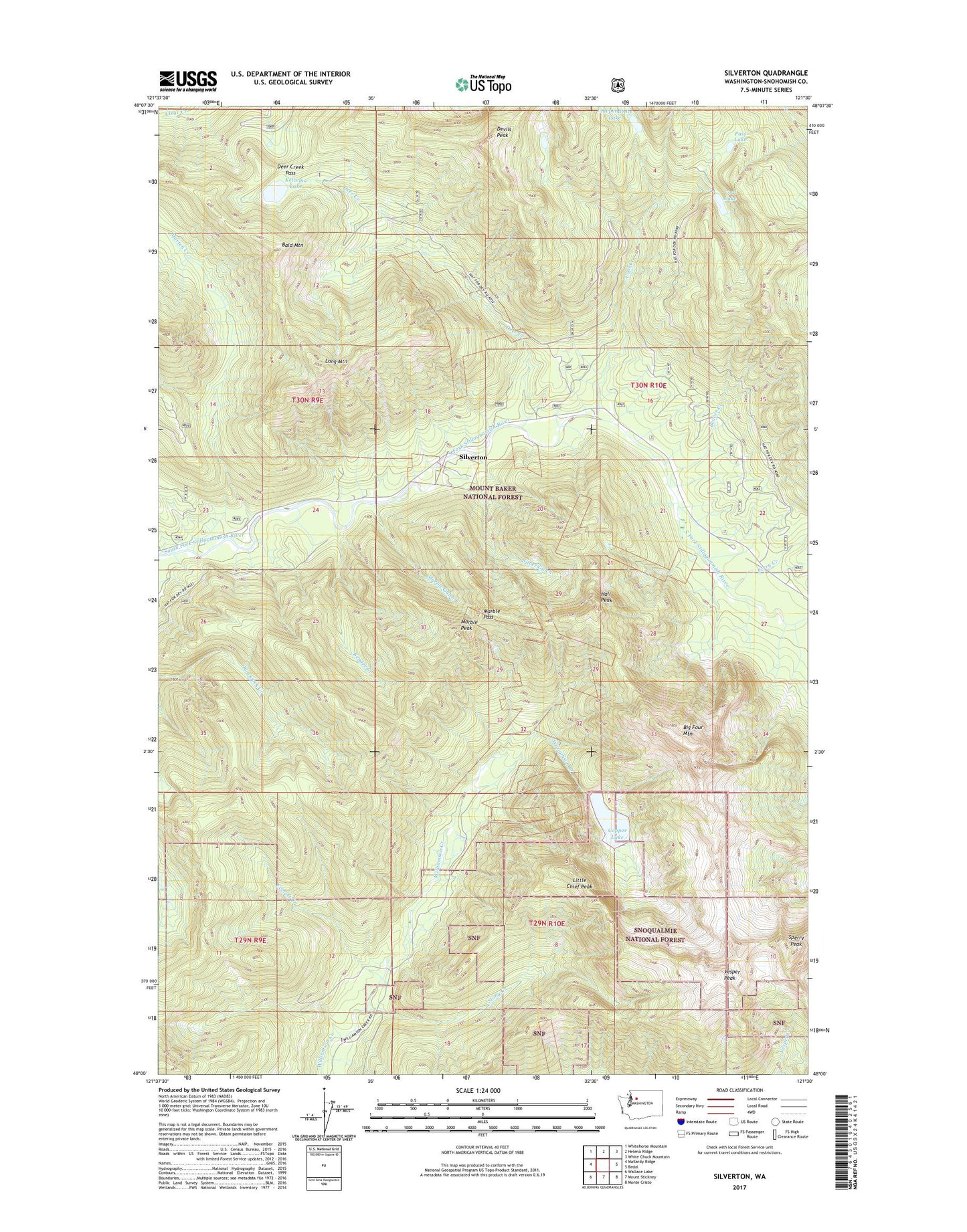 Silverton Washington US Topo Map Image