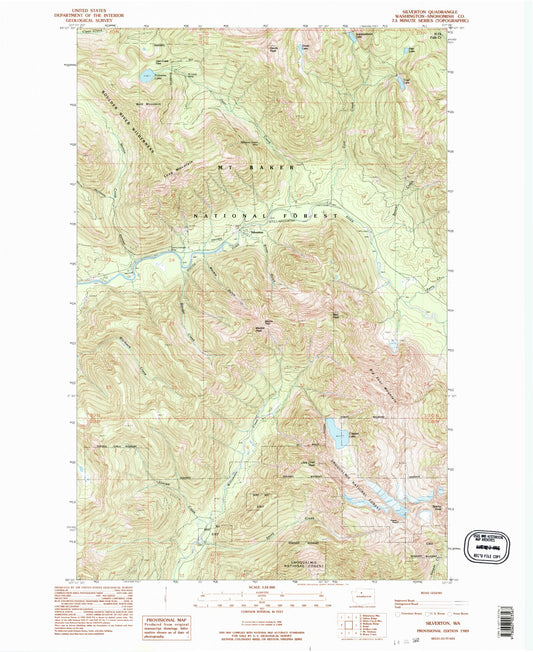 Classic USGS Silverton Washington 7.5'x7.5' Topo Map Image
