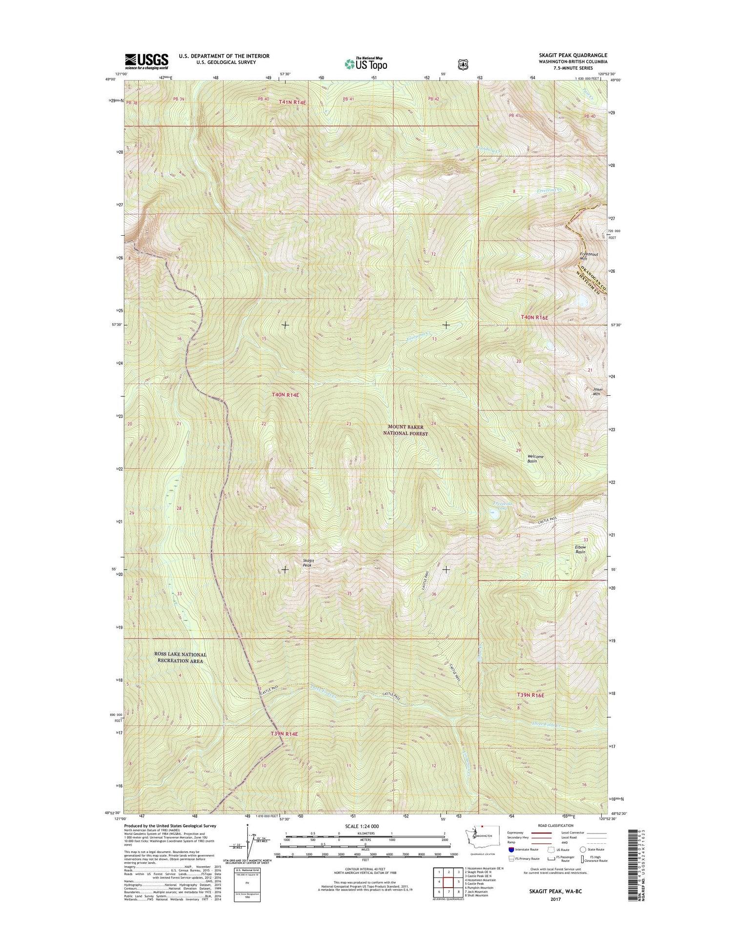 Skagit Peak Washington US Topo Map Image