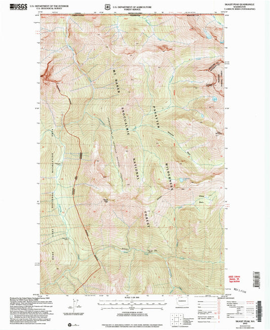 Classic USGS Skagit Peak Washington 7.5'x7.5' Topo Map Image