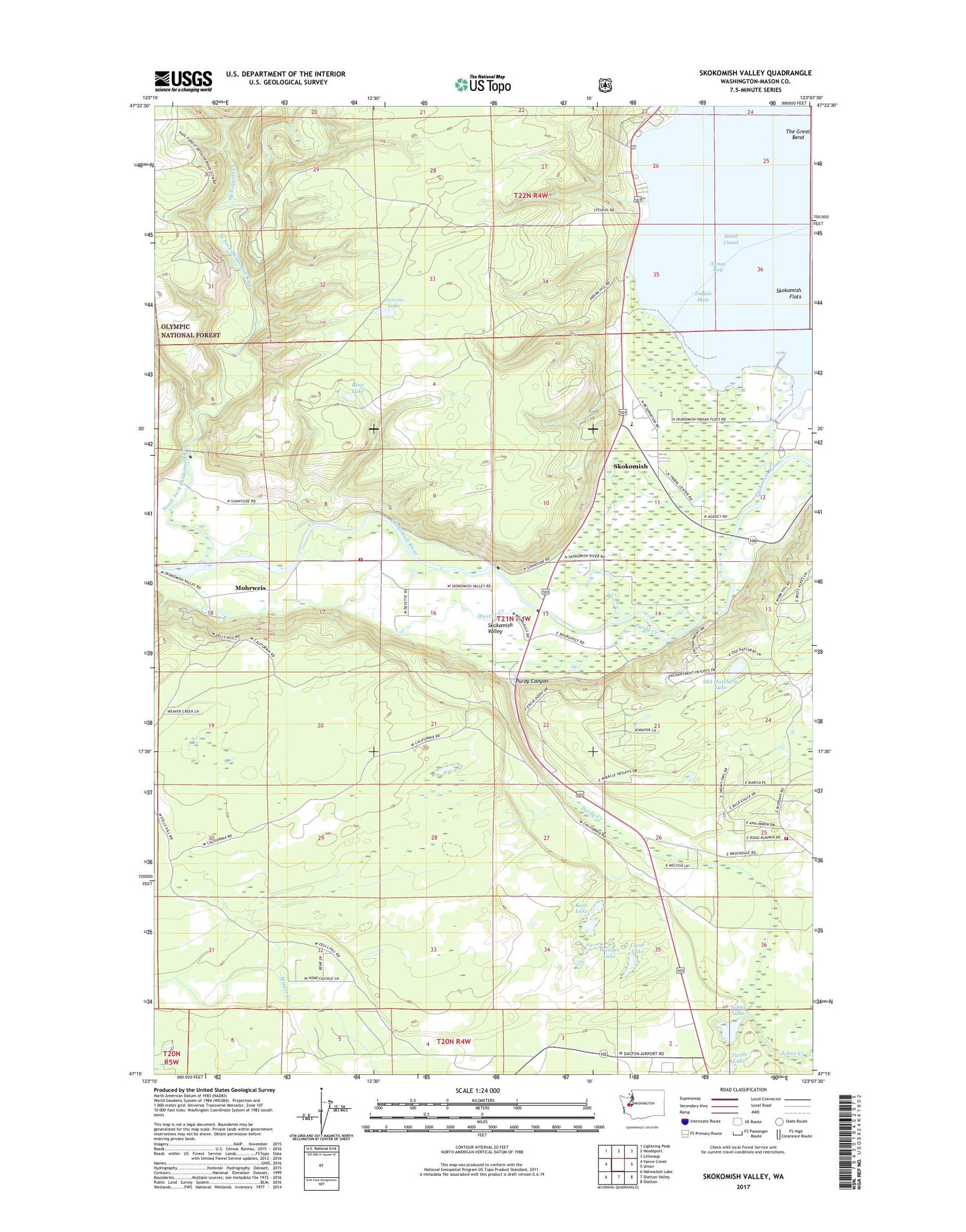 Skokomish Valley Washington US Topo Map Image