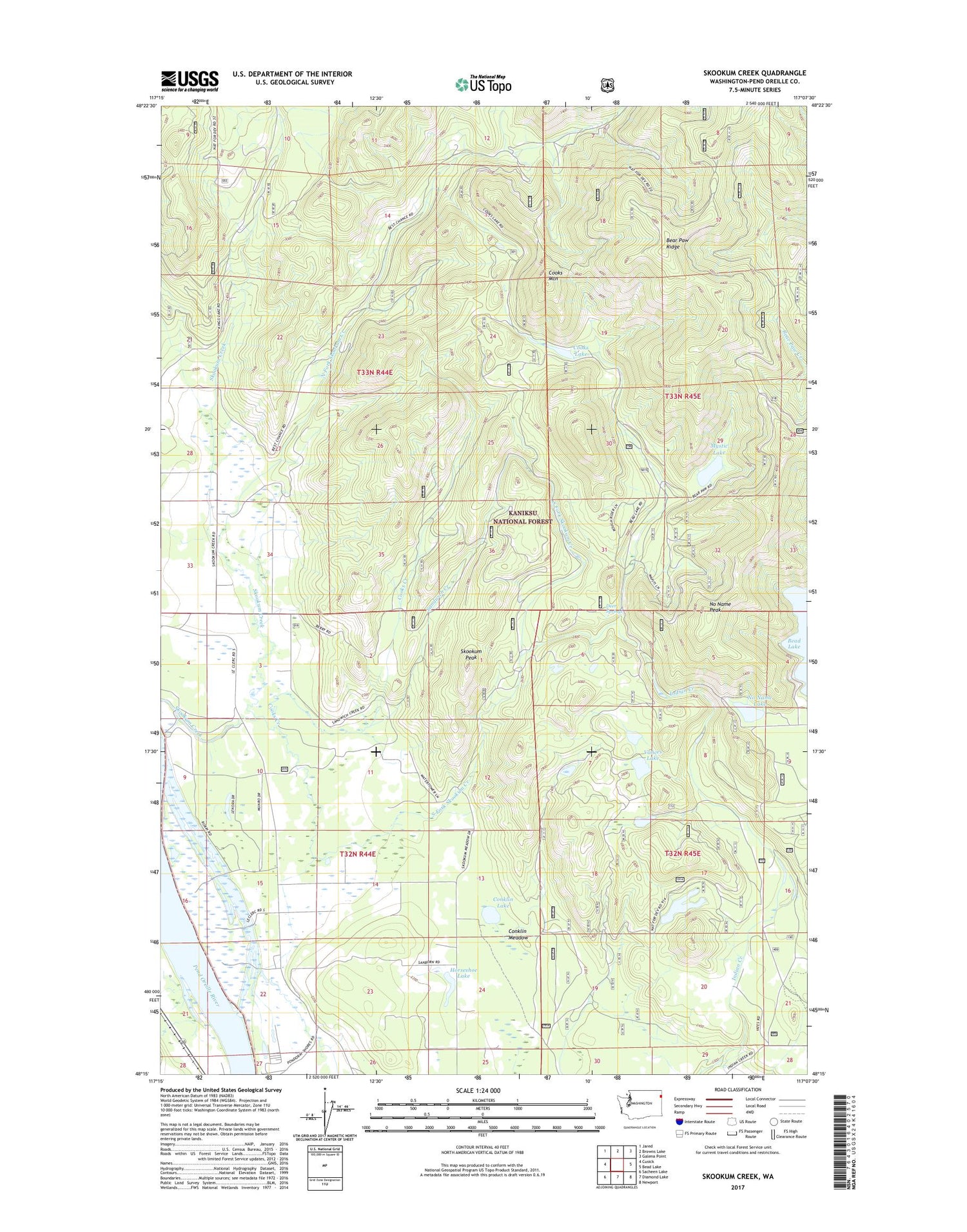Skookum Creek Washington US Topo Map Image