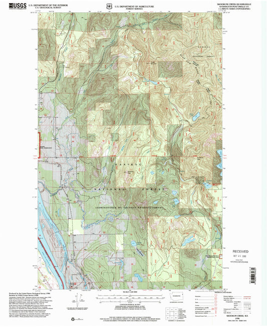 Classic USGS Skookum Creek Washington 7.5'x7.5' Topo Map Image