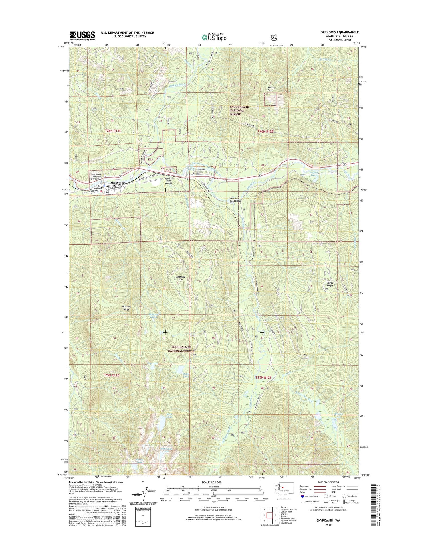 Skykomish Washington US Topo Map Image