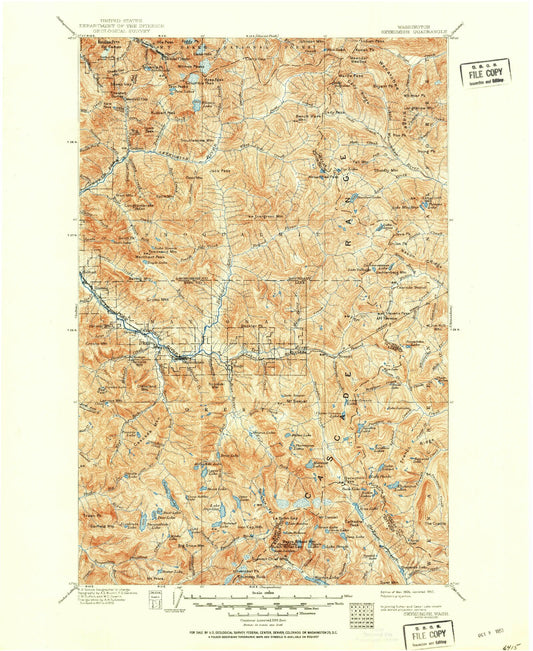 Historic 1905 Skykomish Washington 30'x30' Topo Map Image