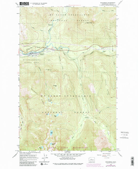 Classic USGS Skykomish Washington 7.5'x7.5' Topo Map Image