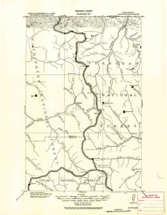 Historic 1920 Slate Pass Washington 30'x30' Topo Map Image