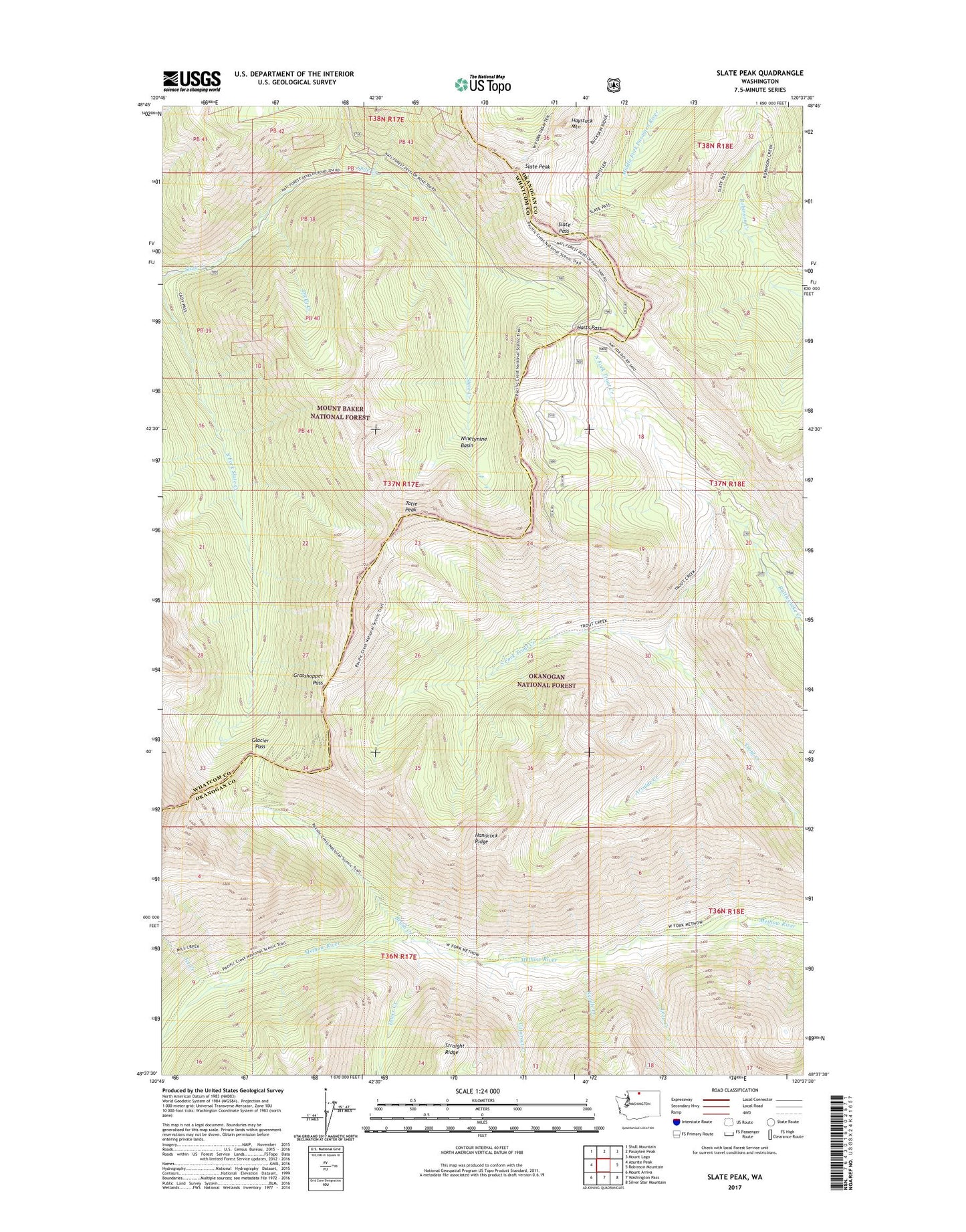 Slate Peak Washington US Topo Map Image