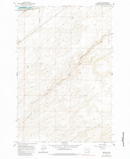 Classic USGS Slater Washington 7.5'x7.5' Topo Map Image
