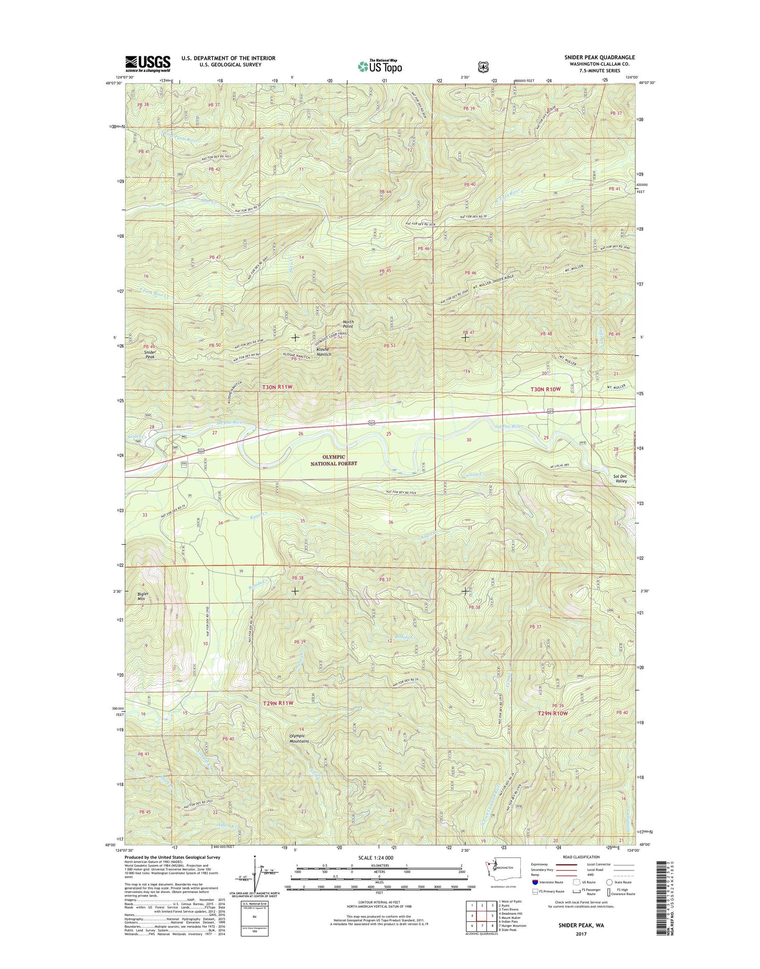Snider Peak Washington US Topo Map Image