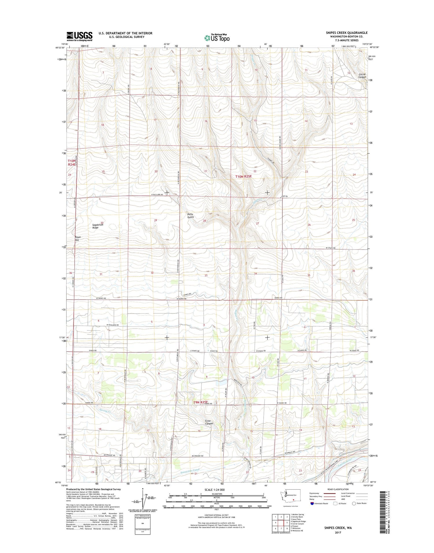 Snipes Creek Washington US Topo Map Image