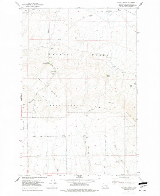 Classic USGS Snively Basin Washington 7.5'x7.5' Topo Map Image