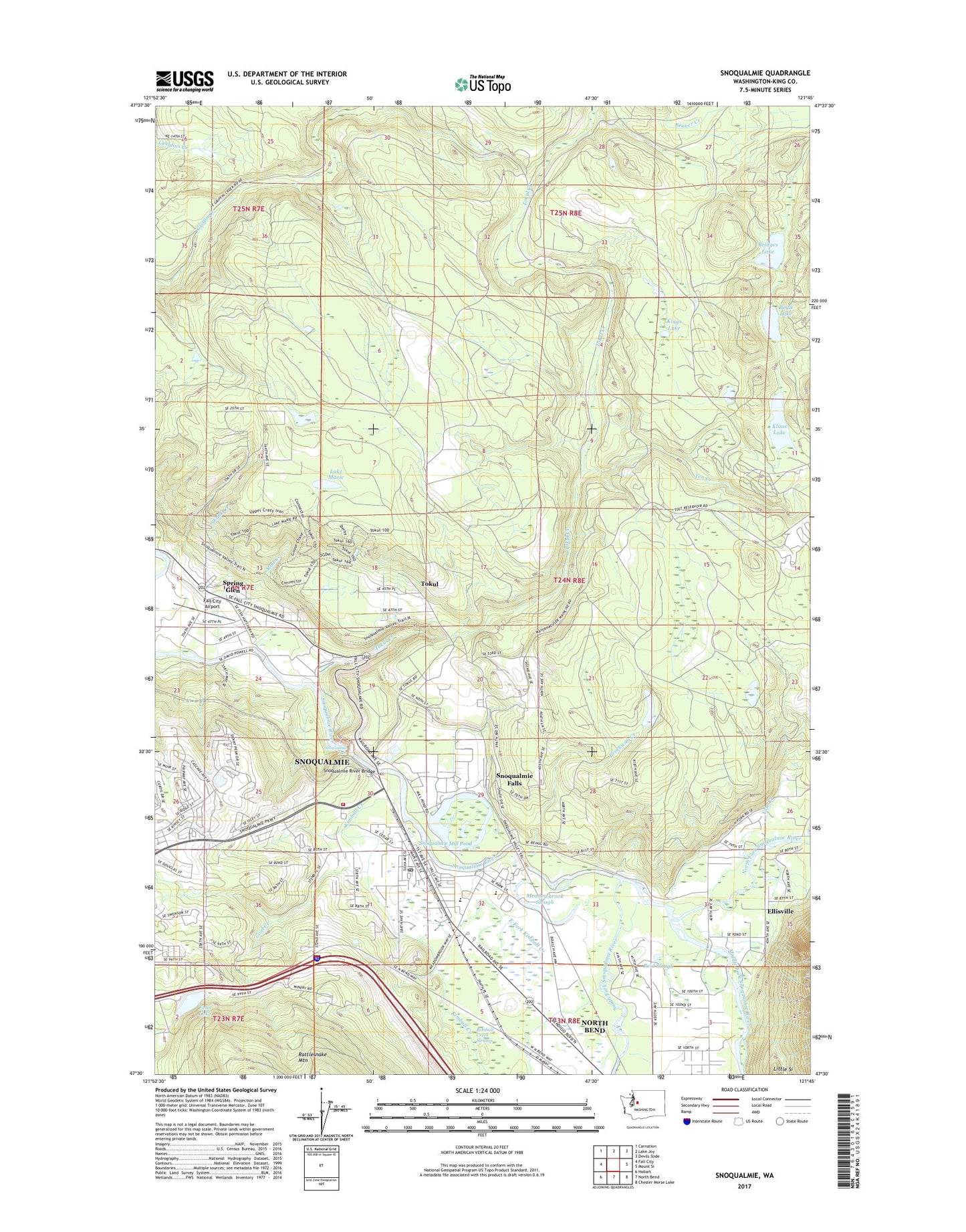 Snoqualmie Washington US Topo Map Image