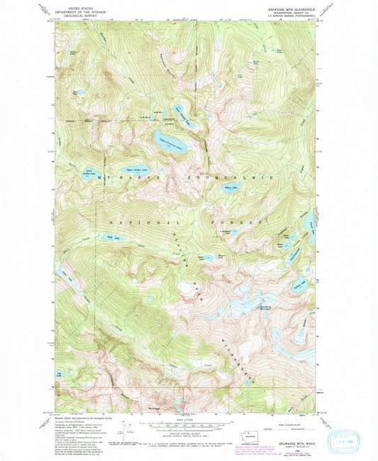 Classic USGS Snowking Mountain Washington 7.5'x7.5' Topo Map Image