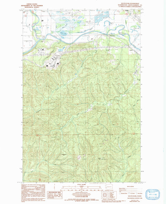 Classic USGS South Elma Washington 7.5'x7.5' Topo Map Image