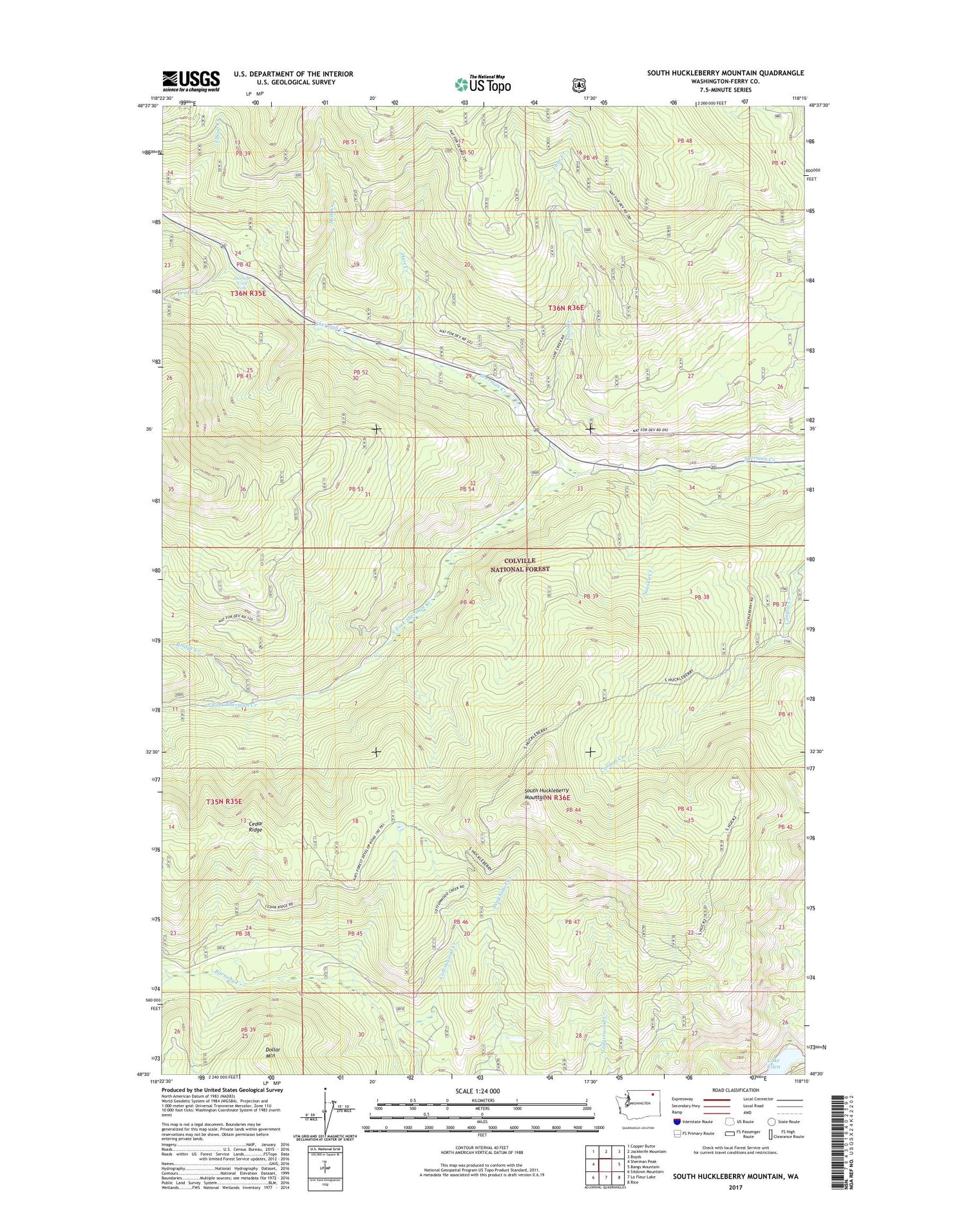 South Huckleberry Mountain Washington US Topo Map Image