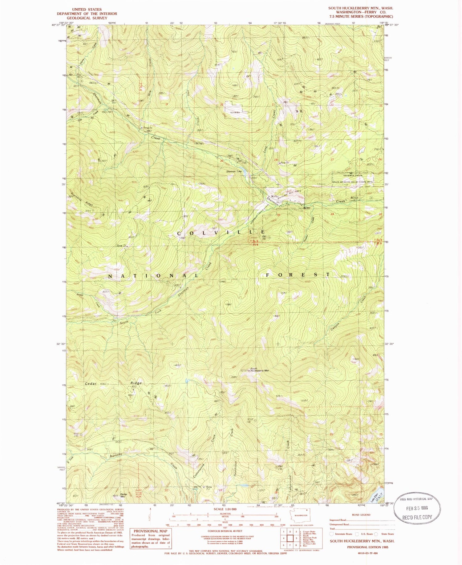 Classic USGS South Huckleberry Mountain Washington 7.5'x7.5' Topo Map Image