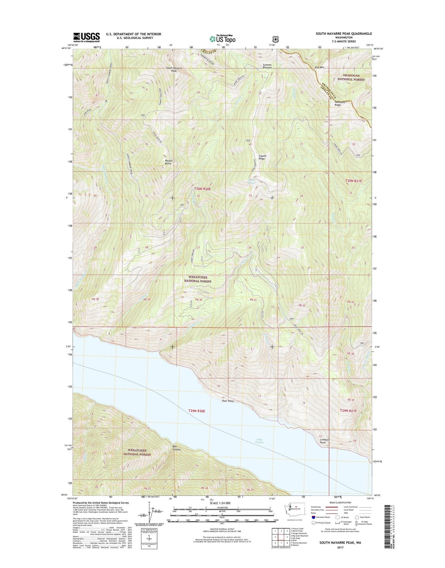 South Navarre Peak Washington US Topo Map Image