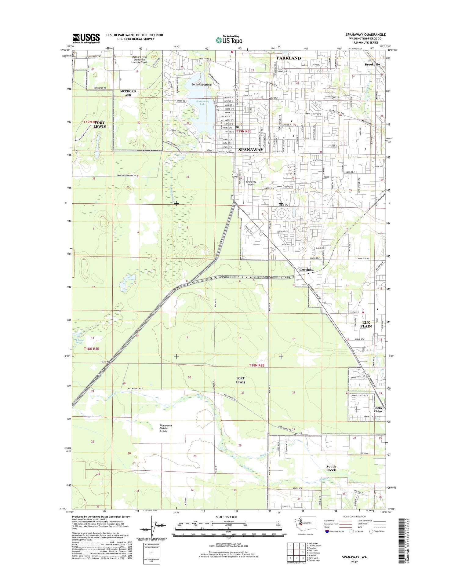 Spanaway Washington US Topo Map Image