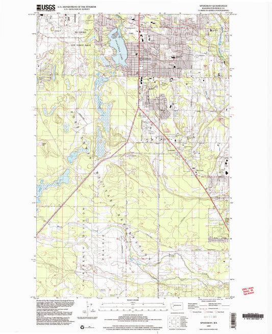 Classic USGS Spanaway Washington 7.5'x7.5' Topo Map Image