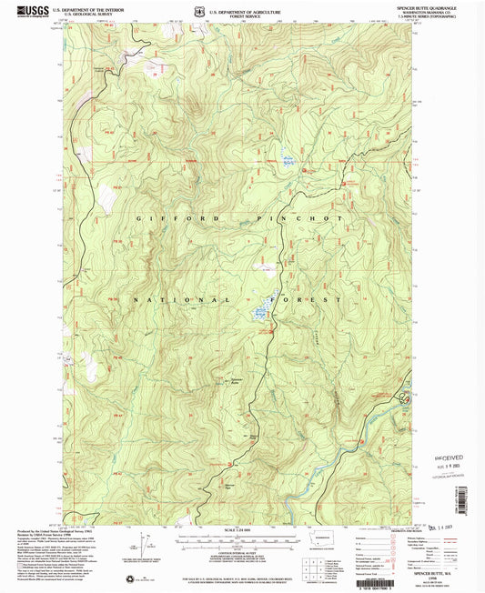Classic USGS Spencer Butte Washington 7.5'x7.5' Topo Map Image
