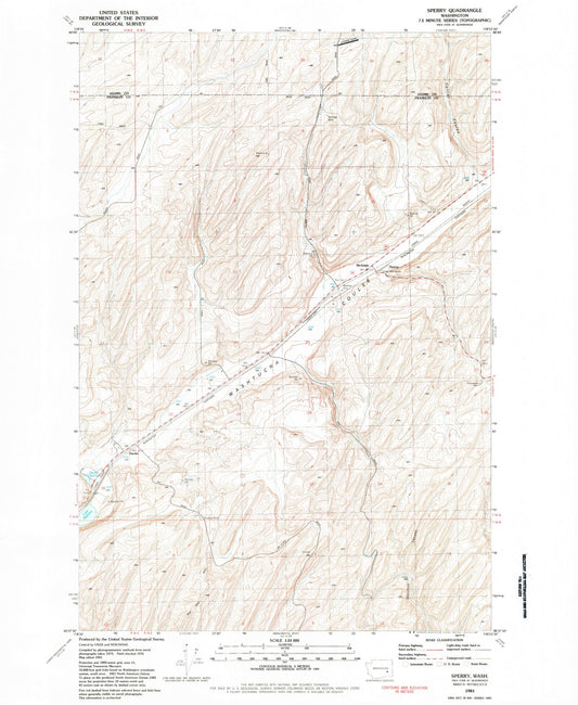 Classic USGS Sperry Washington 7.5'x7.5' Topo Map Image