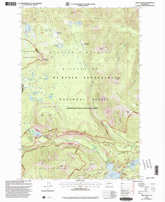 Classic USGS Spiral Butte Washington 7.5'x7.5' Topo Map Image