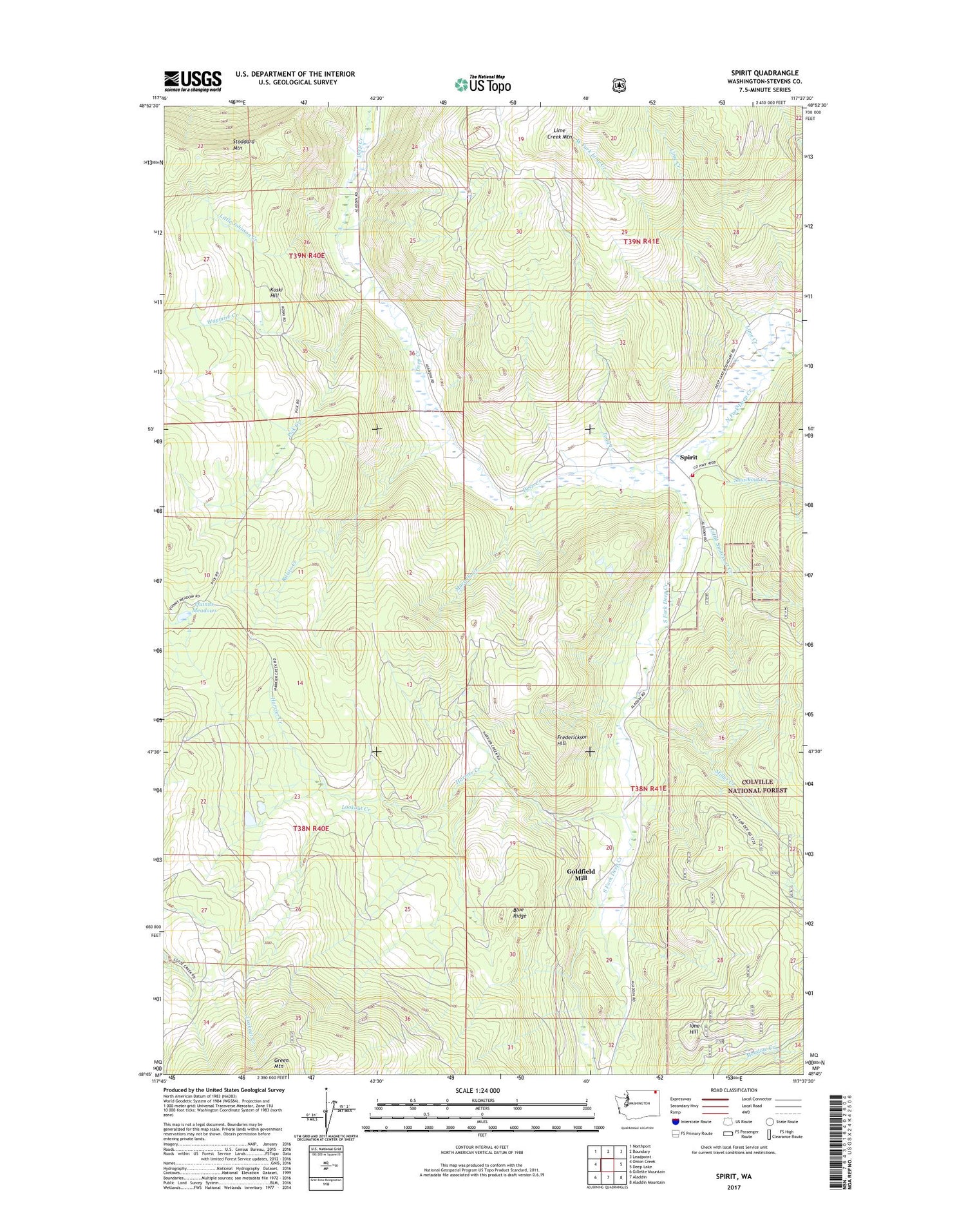 Spirit Washington US Topo Map Image