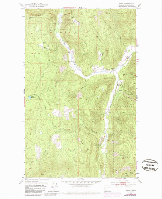 Classic USGS Spirit Washington 7.5'x7.5' Topo Map Image