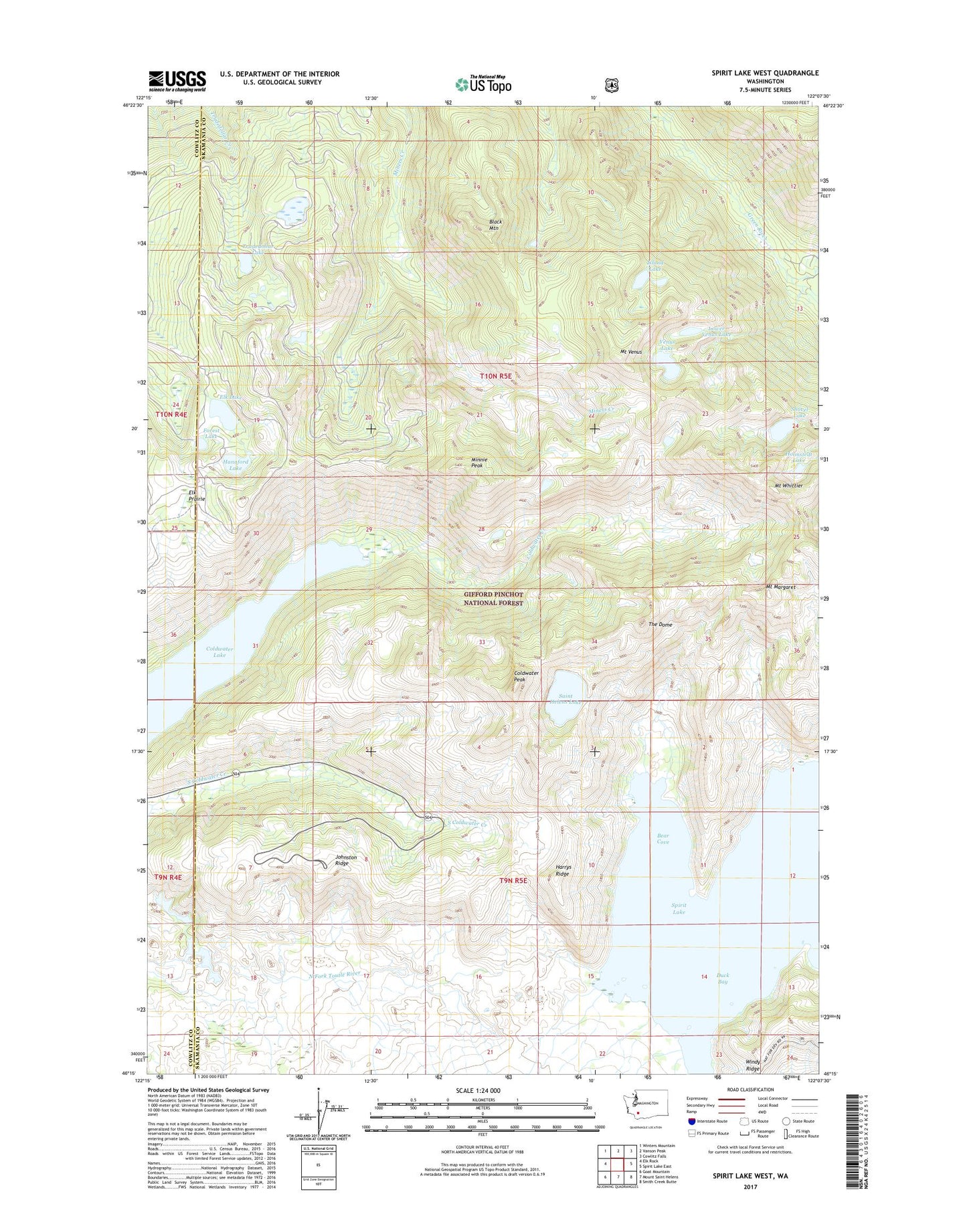 Spirit Lake West Washington US Topo Map Image