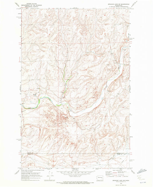 Classic USGS Sprague Lake SW Washington 7.5'x7.5' Topo Map Image