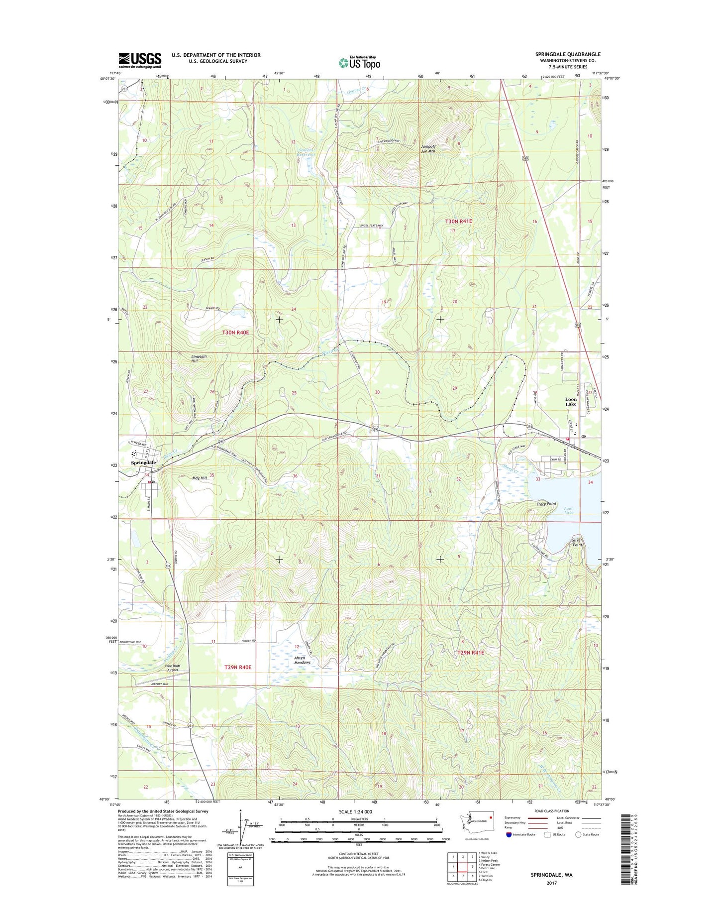 Springdale Washington US Topo Map Image