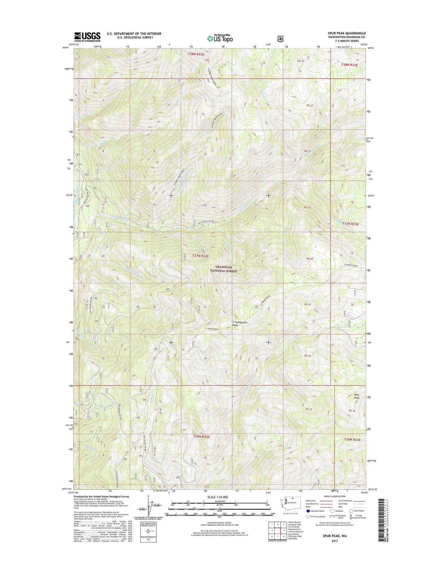 Spur Peak Washington US Topo Map Image