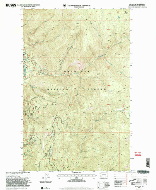 Classic USGS Spur Peak Washington 7.5'x7.5' Topo Map Image