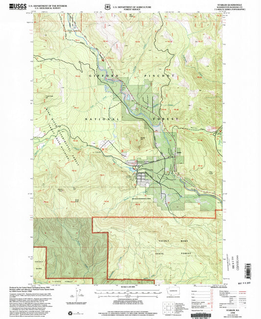 Classic USGS Stabler Washington 7.5'x7.5' Topo Map Image
