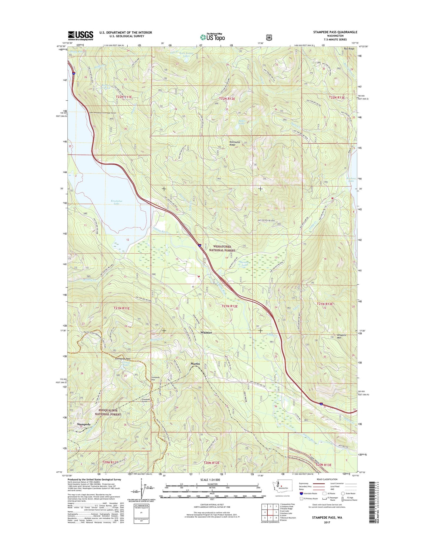 Stampede Pass Washington US Topo Map Image