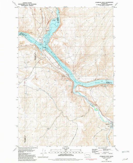 Classic USGS Starbuck West Washington 7.5'x7.5' Topo Map Image
