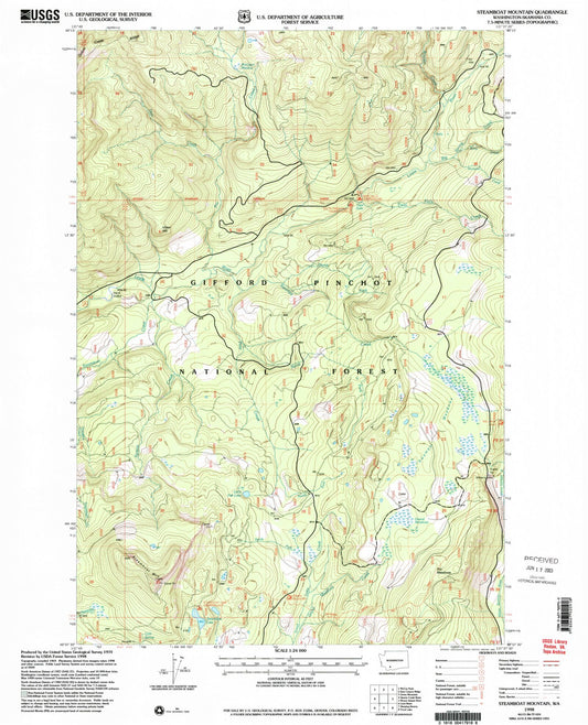 Classic USGS Steamboat Mountain Washington 7.5'x7.5' Topo Map Image