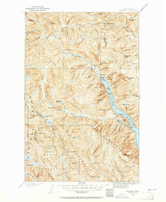 Historic 1902 Stehekin Washington 30'x30' Topo Map Image