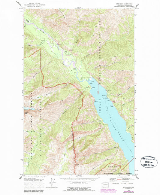 Classic USGS Stehekin Washington 7.5'x7.5' Topo Map Image